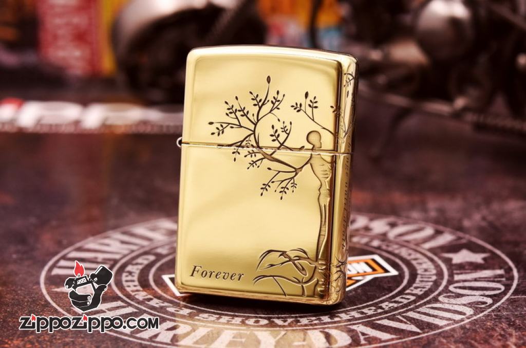 Bật Lửa Zippo đồng Khắc Hình Cây Tình Yêu Cùng Lời Thề Bên Nhau Bản Amor