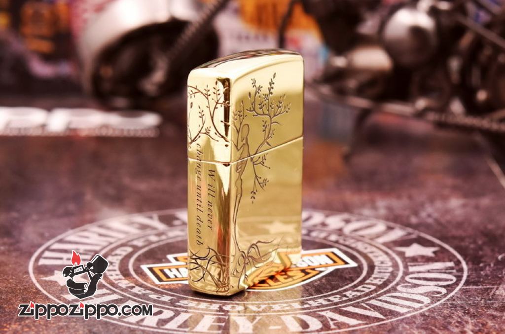 Bật Lửa Zippo đồng Khắc Hình Cây Tình Yêu Cùng Lời Thề Bên Nhau Bản Amor