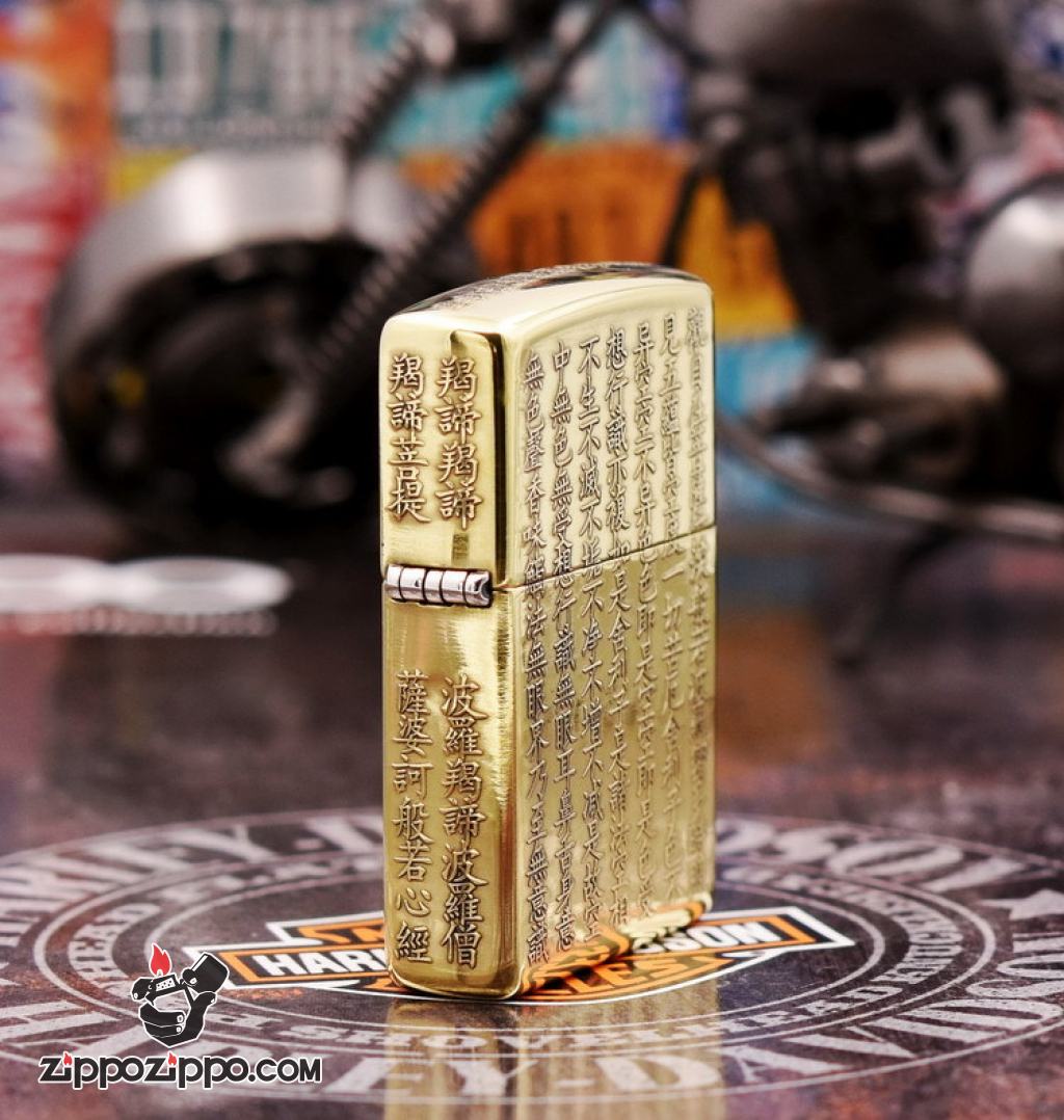 Bật lửa Zippo khắc nổi Tâm kinh đồng bóng bản Amor