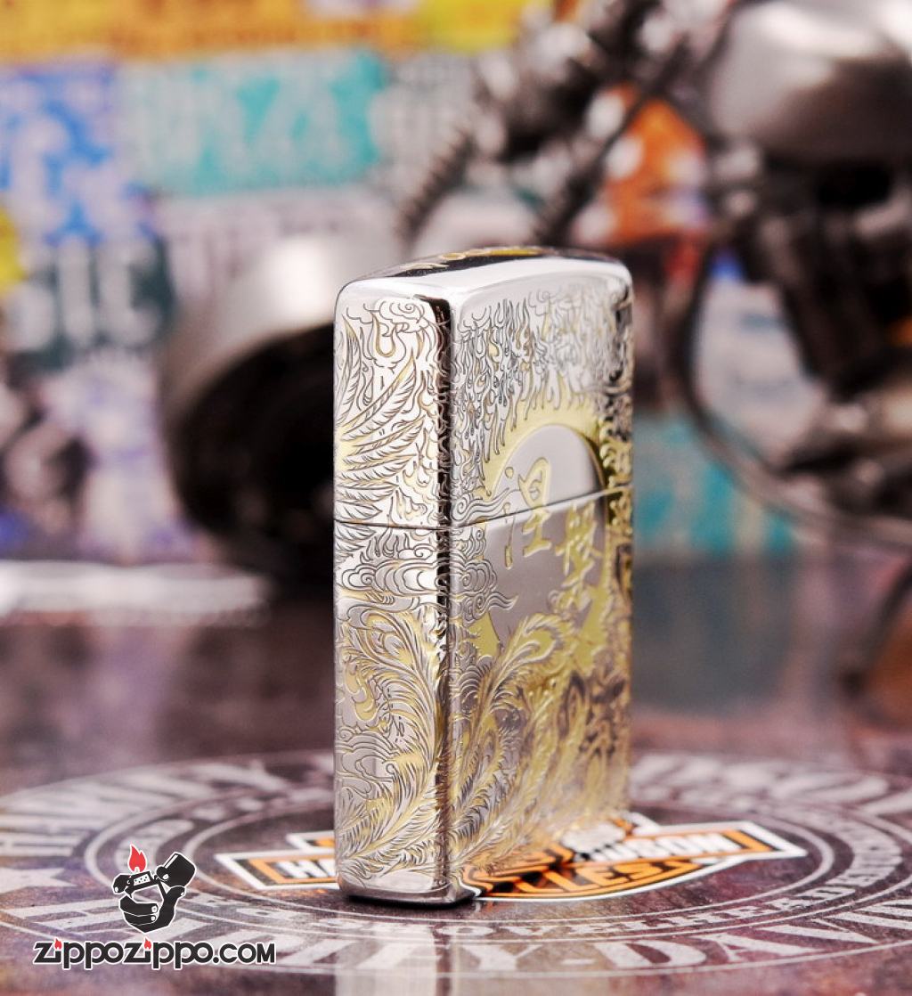 Bật Lửa Zippo Chính Hãng Phiên Bản Armor Chạm Khắc Chim Phượng Hoàng chorme