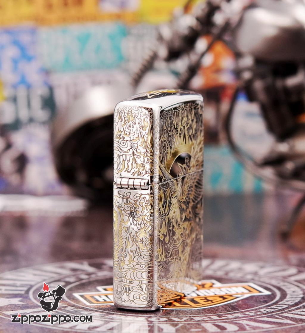 Bật Lửa Zippo Chính Hãng Phiên Bản Armor Chạm Khắc Chim Phượng Hoàng chorme