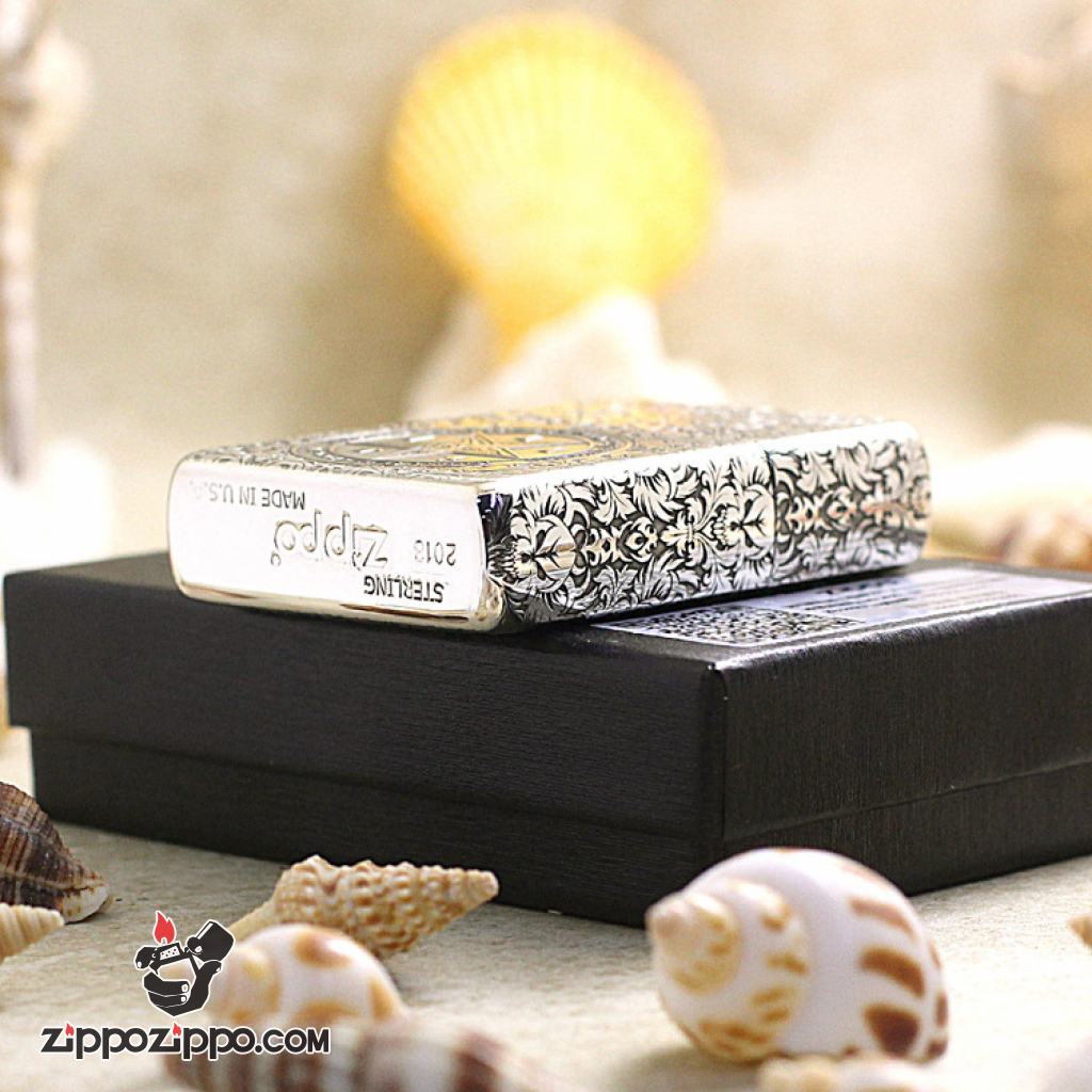 Bật Lửa Zippo Bạc Khối Cao Cấp Khắc Hình Lễ Quỷ Bản Vỏ Mỏng