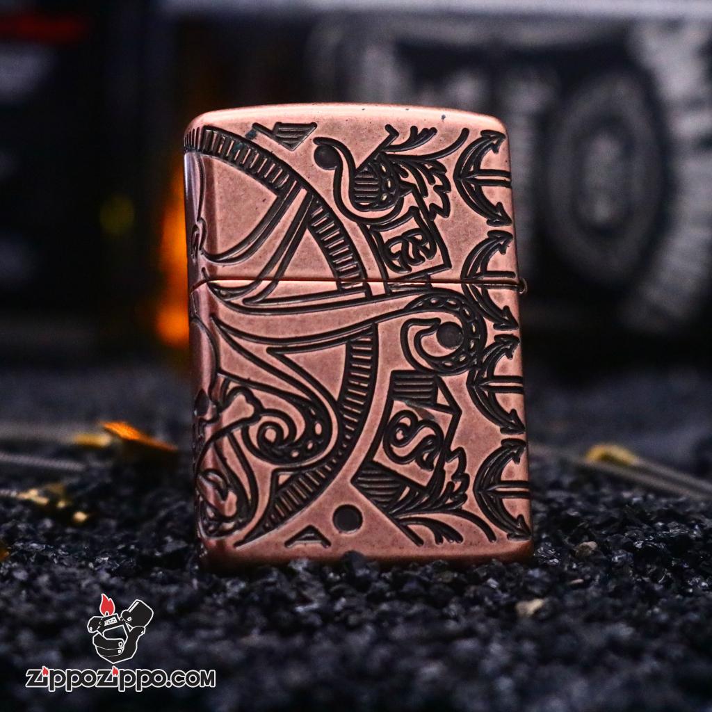 Zippo Armor khắc cao cấp 360  biểu tượng liên quan đến hàng hải  bao quanh cả 4 mặt