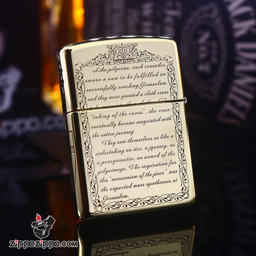 Bật lửa Zippo chính hãng đồng bóng khắc Crusades Armor