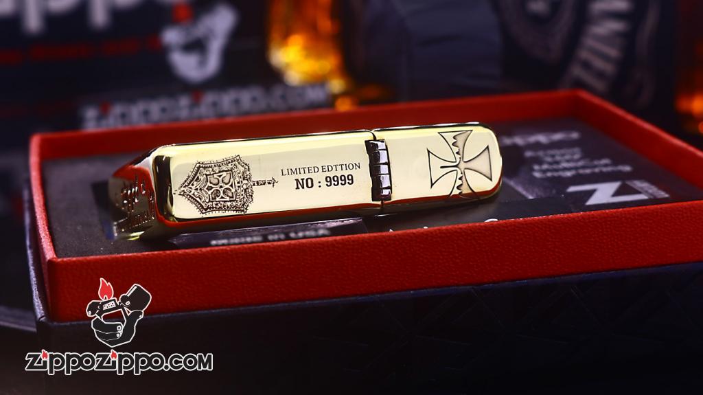 Bật lửa Zippo chính hãng đồng bóng khắc Crusades