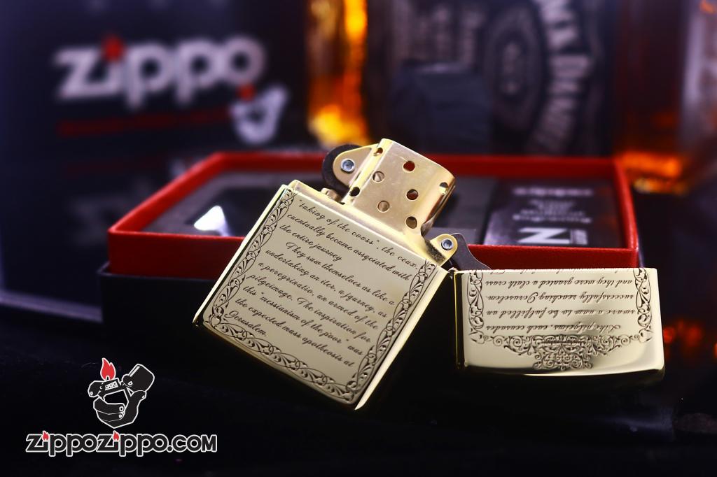 Bật lửa Zippo chính hãng đồng bóng khắc Crusades