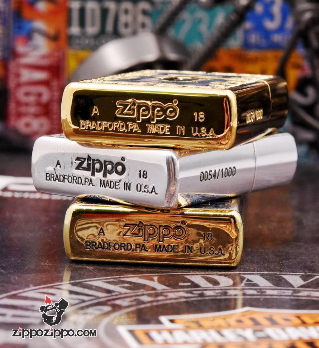 Bật Lửa Zippo Phiên Bản Giới Hạn Khắc Ô Khóa Đồng Đốt Khảm Trai