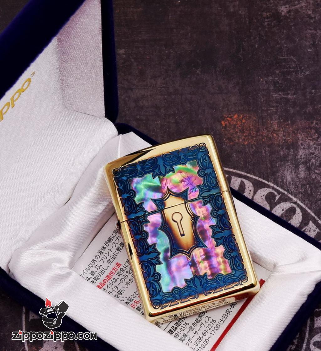 Bật Lửa Zippo Phiên Bản Giới Hạn Khắc Ô Khóa Đồng Đốt Khảm Trai