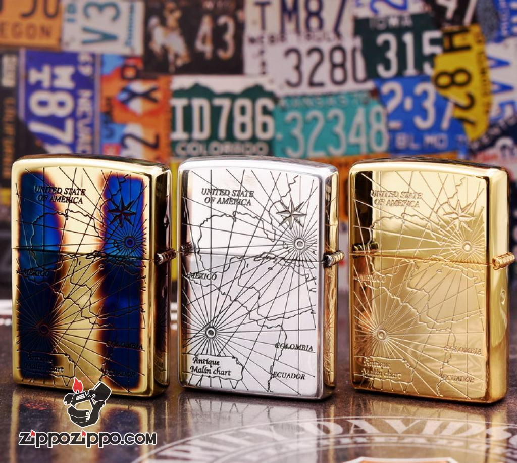 Bật Lửa Zippo Phiên Bản Giới Hạn Đồng Đốt Khắc La Bàn Khảm Trai