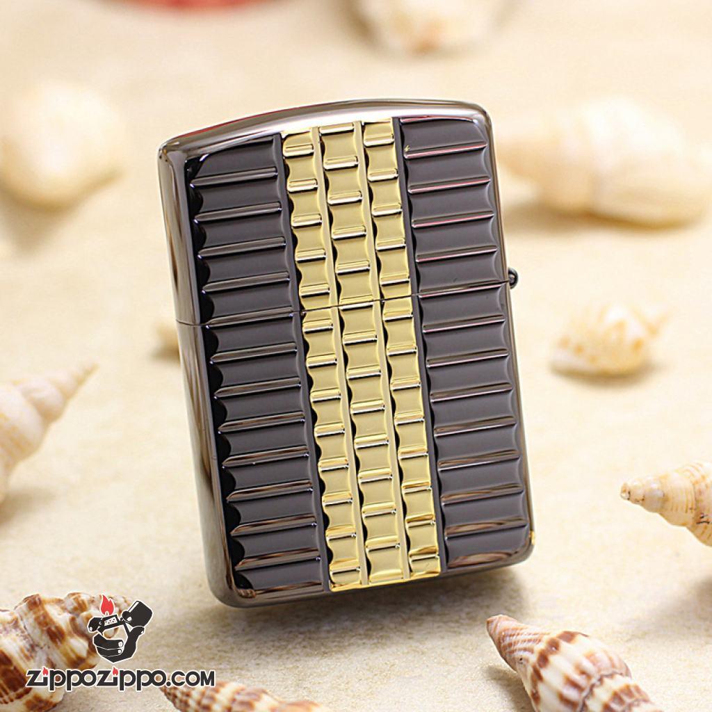 Bật Lửa Zippo Dập Nổi Ô Vuông Đan Xen Mạ TiTan