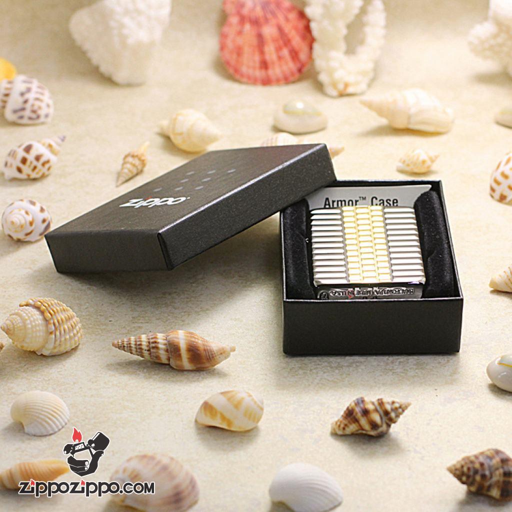 Bật Lửa Zippo Dập Nổi Ô Vuông Đan Xen Mạ TiTan