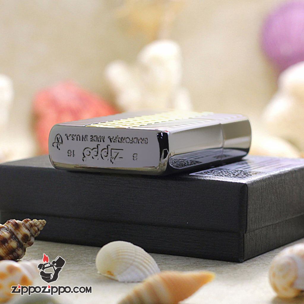 Bật Lửa Zippo Dập Nổi Ô Vuông Đan Xen Mạ TiTan