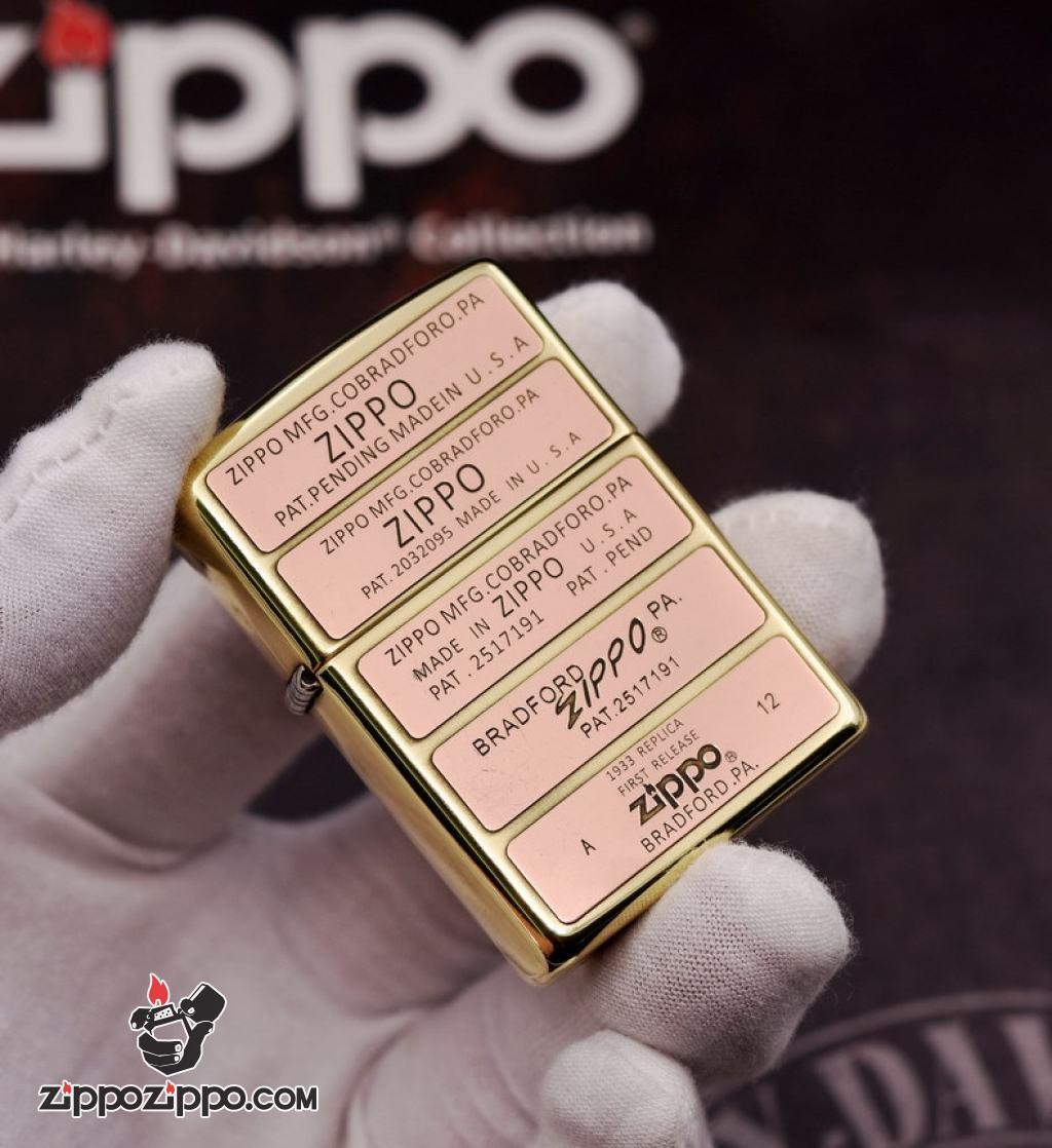 Bật lửa Zippo đồng khối khắc 12 mộc đáy zippo qua các thời kỳ Bản Hai Màu