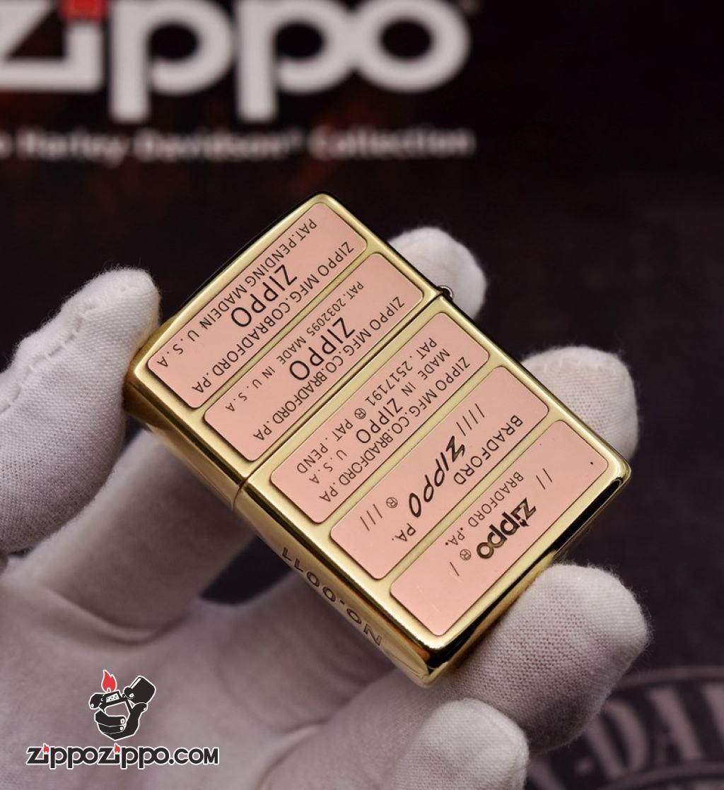 Bật lửa Zippo đồng khối khắc 12 mộc đáy zippo qua các thời kỳ Bản Hai Màu