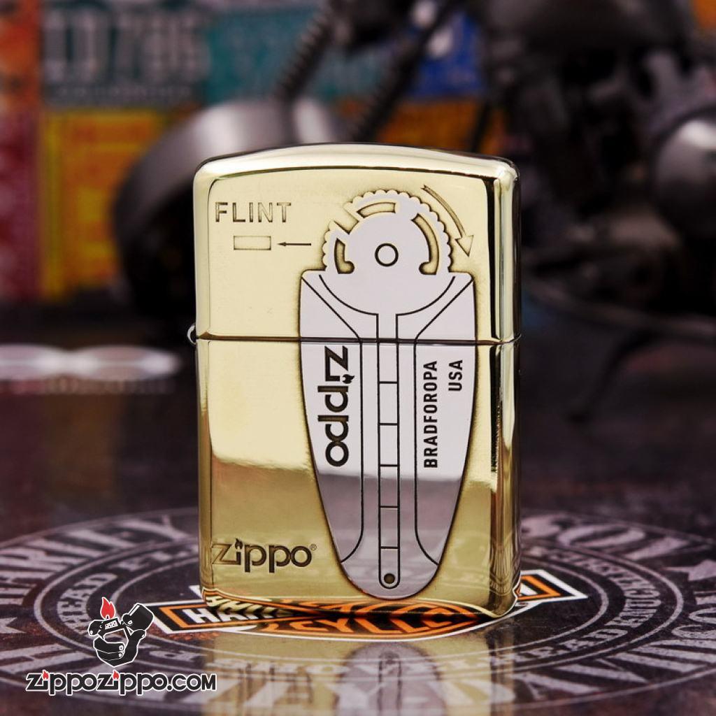 Bật Lửa Zippo Khắc Hai Màu Dấu Niêm Phong Nổ & Hộp Đá Lửa