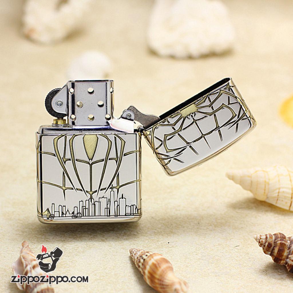 Bật Lửa Zippo Khắc Hình Người Nhện Bản Armor