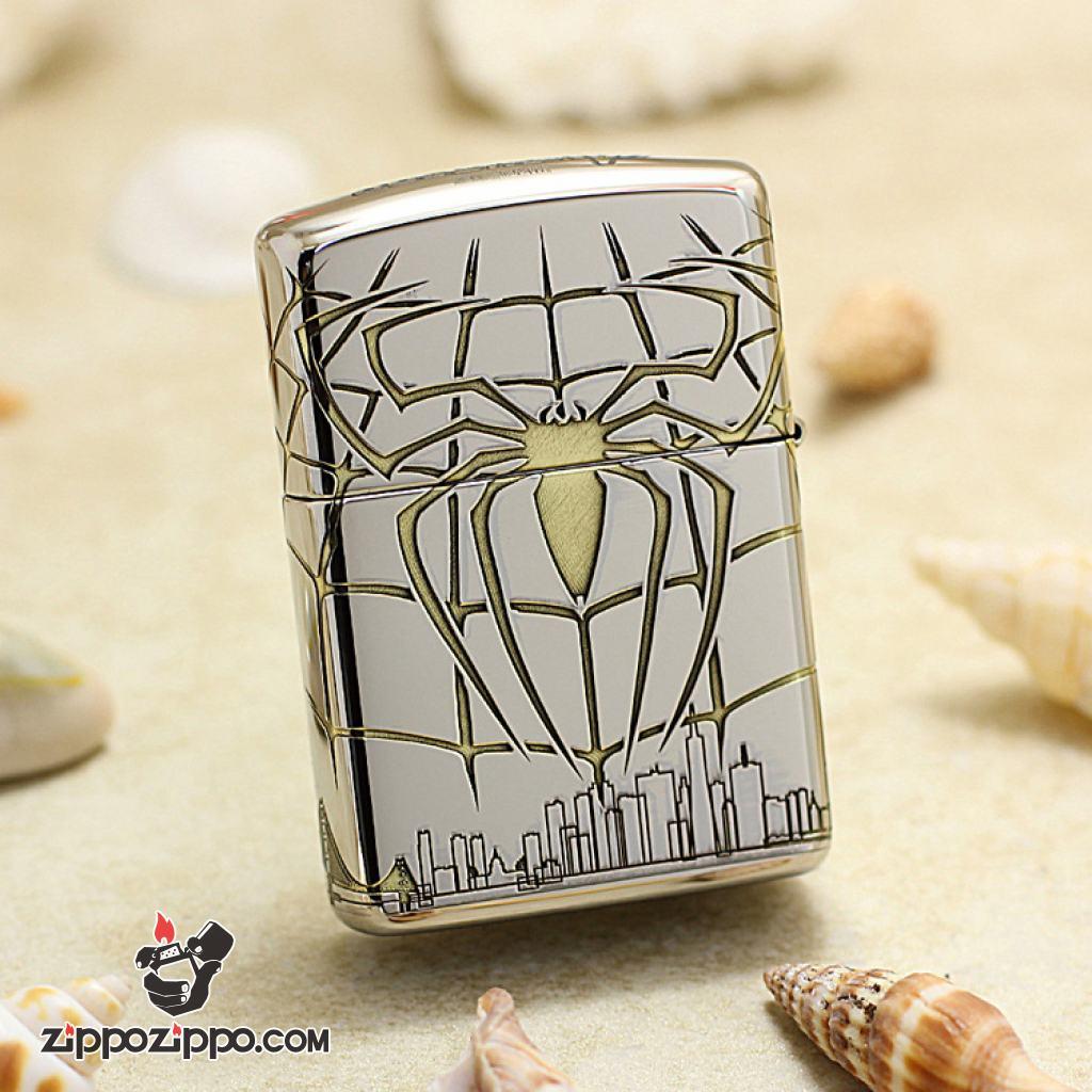 Bật Lửa Zippo Khắc Hình Người Nhện Bản Armor