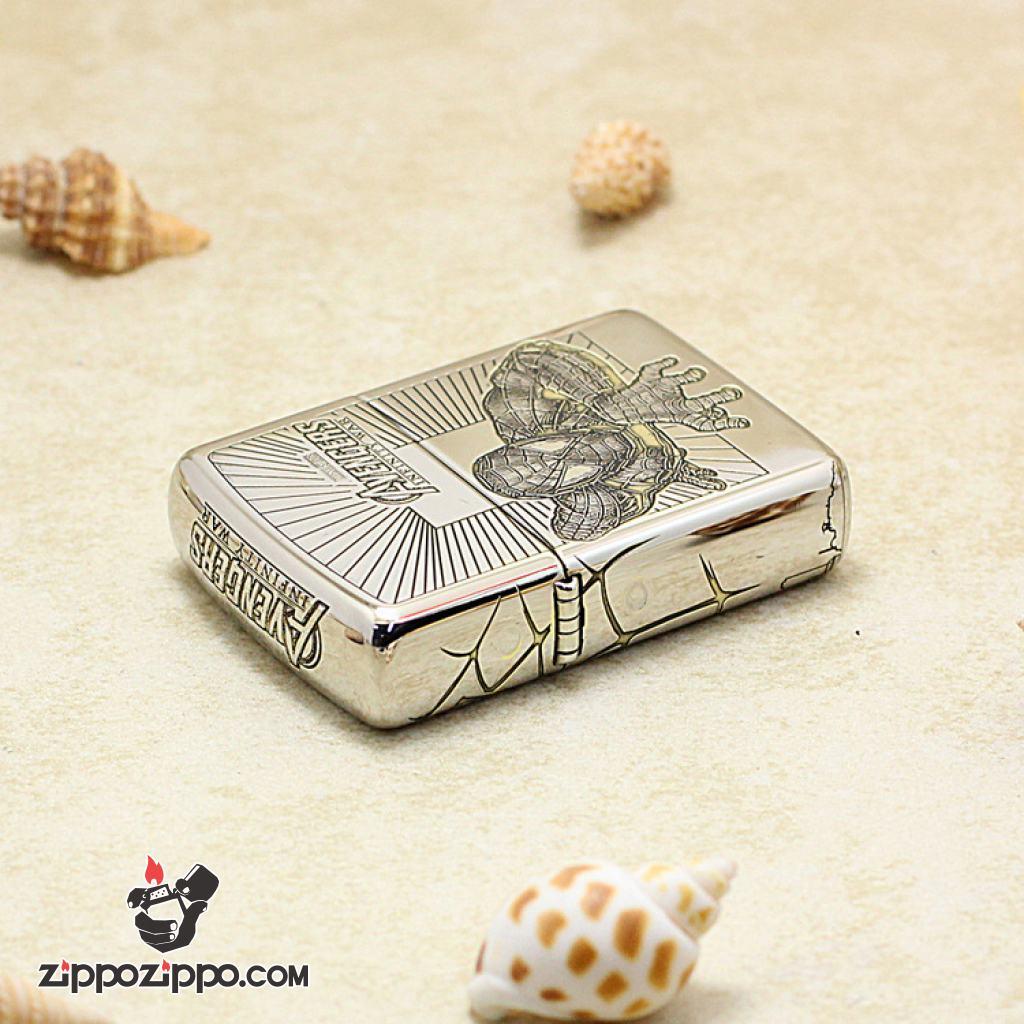 Bật Lửa Zippo Khắc Hình Người Nhện Bản Armor