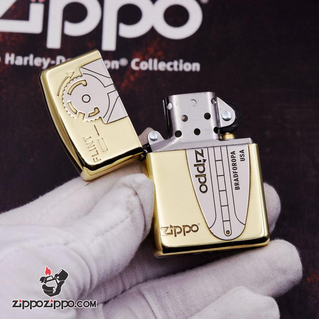 Bật Lửa Zippo Khắc Hai Màu Dấu Niêm Phong Nổ & Hộp Đá Lửa