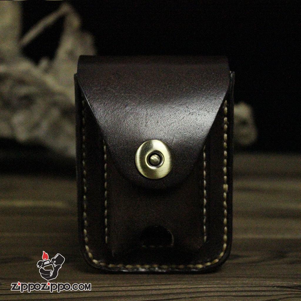 Bao da Handmade đựng zippo và thuốc lá Màu Đen