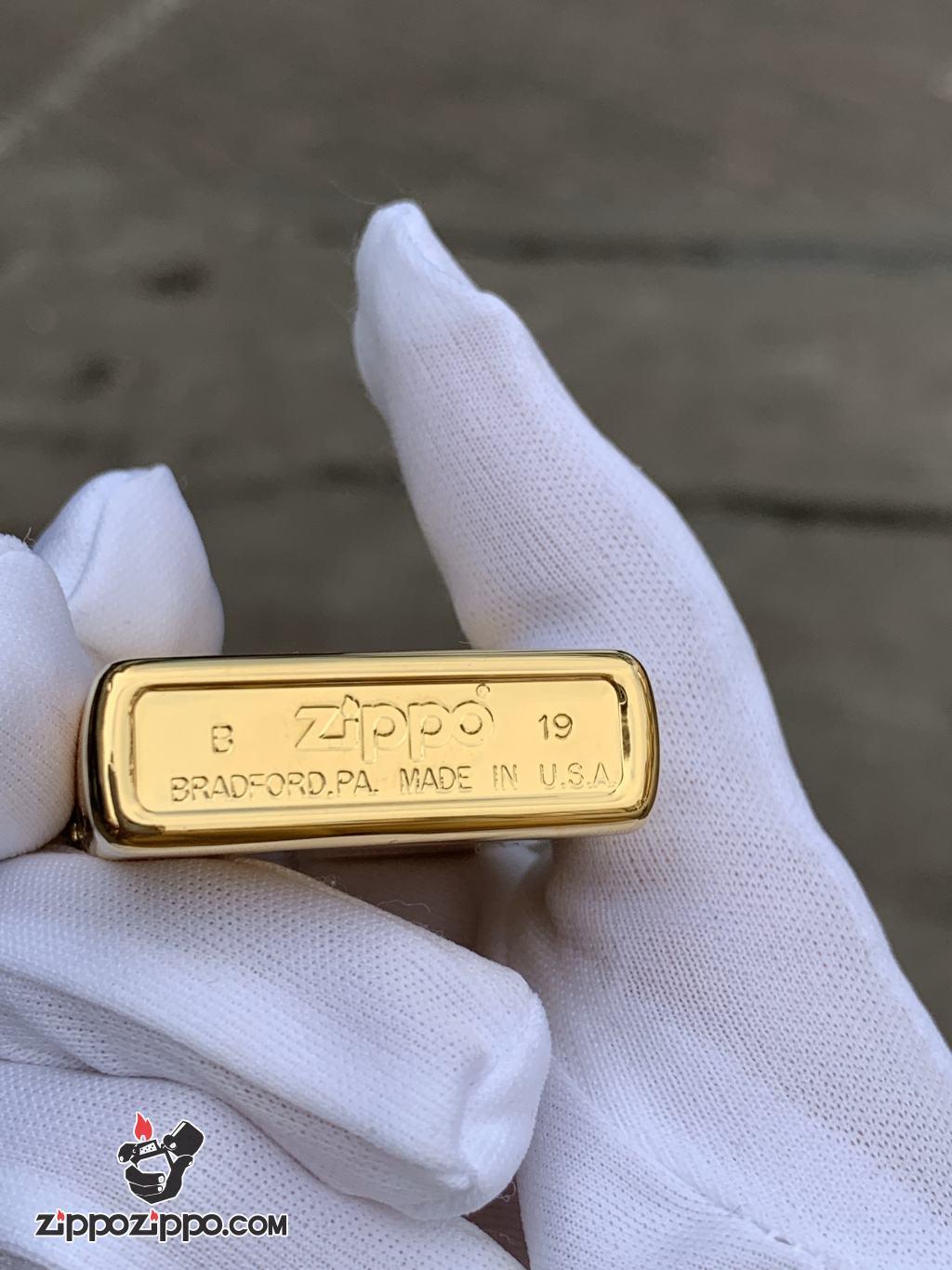 Bật Lửa Zippo Chính Hãng Xuất Nhật Khắc Mười Tám Sao La Bàn Khảm Trai Màu Vàng