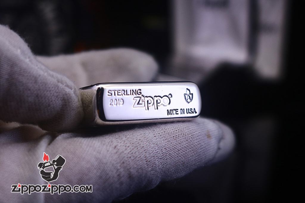 Bật lửa Zippo phiên bản Bạc nguyên khối Chạm Khắc Logo Limited 1987 Bản Armor