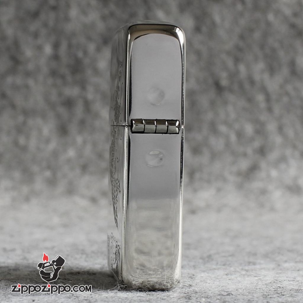 Bật Lửa Zippo Bạc Nguyên Khối Cao Cấp Khắc Cá Chép Hóa Rồng Bản 1941