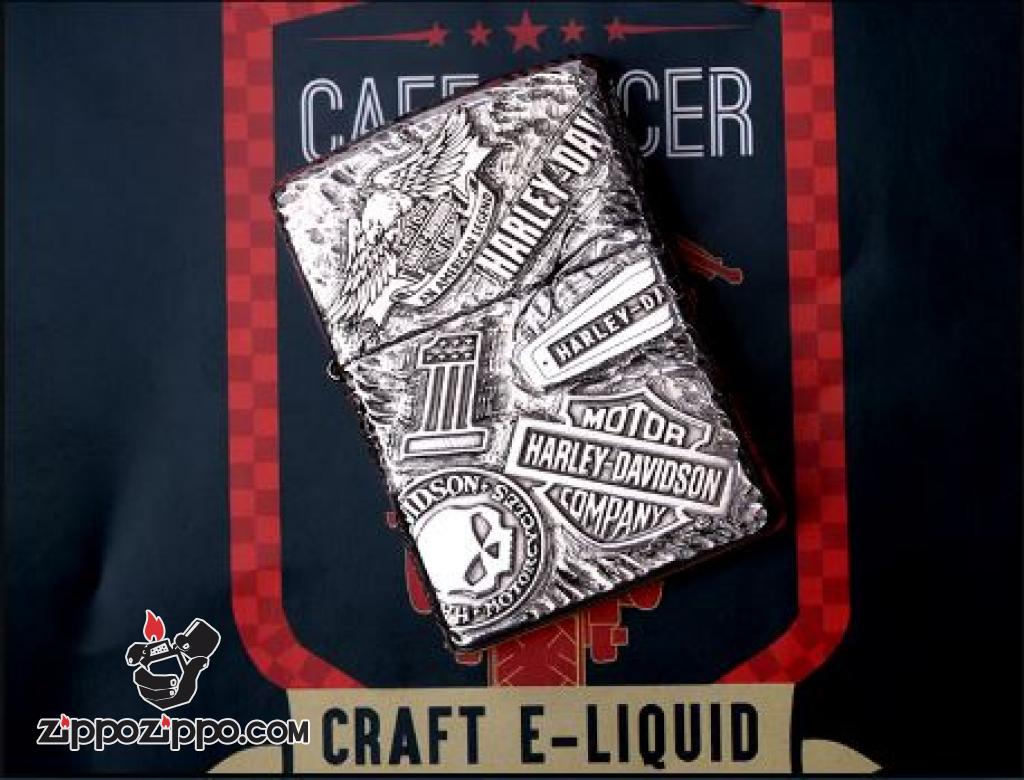 Bật Lửa Zippo Bạc Nguyên Khối Cao Cấp Khắc Harley Davidson Armor