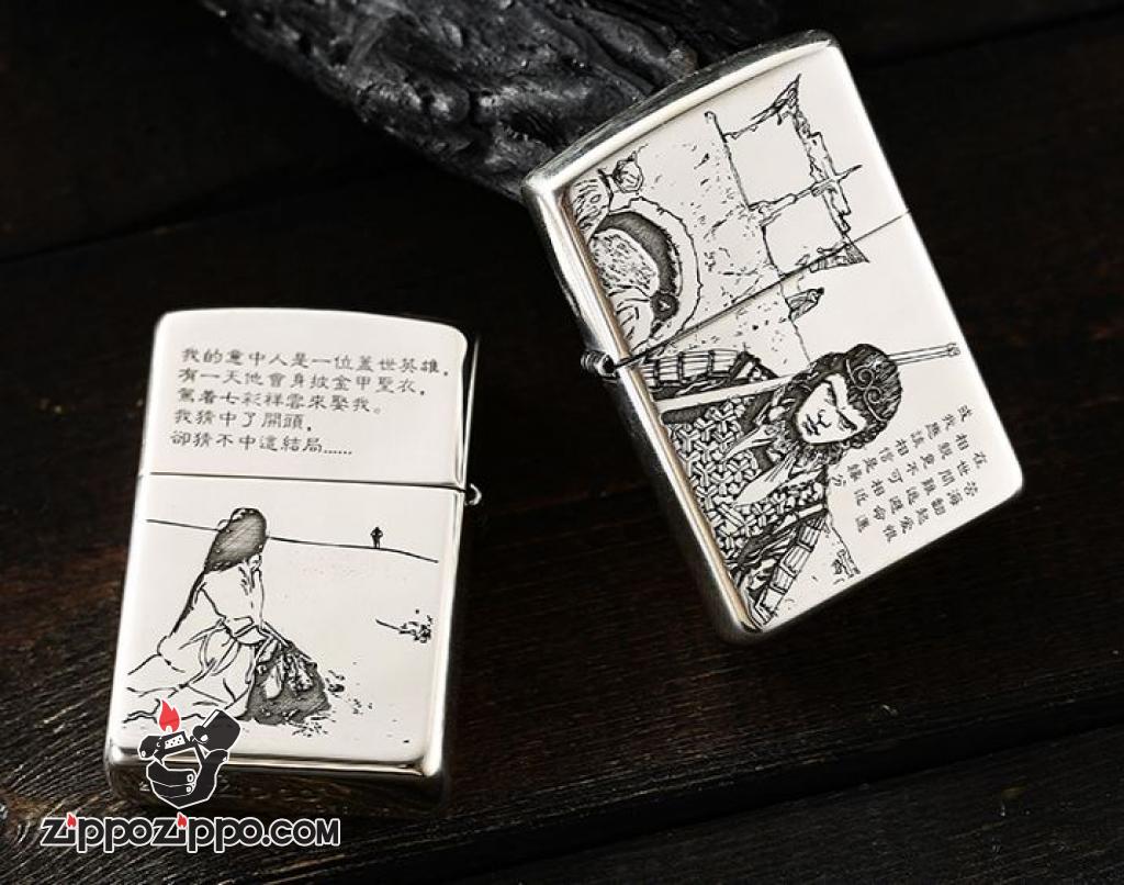 Bật Lửa Zippo Bạc Nguyên Khối Cao Cấp Khắc Tề Thiên Đại Thánh Armor