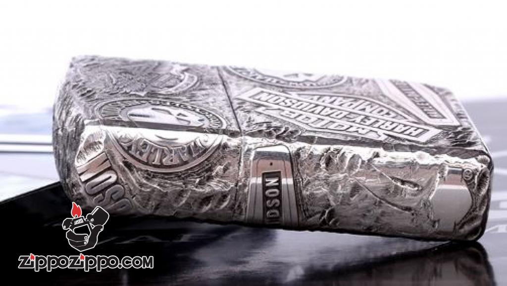 Bật Lửa Zippo Bạc Nguyên Khối Cao Cấp Khắc Harley Davidson Armor