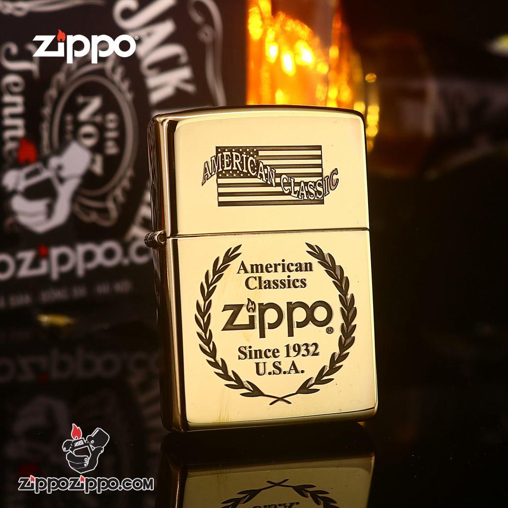 Zippo Đồng Nguyên Khối Khắc AMERICAN CLASSIC Ver.5