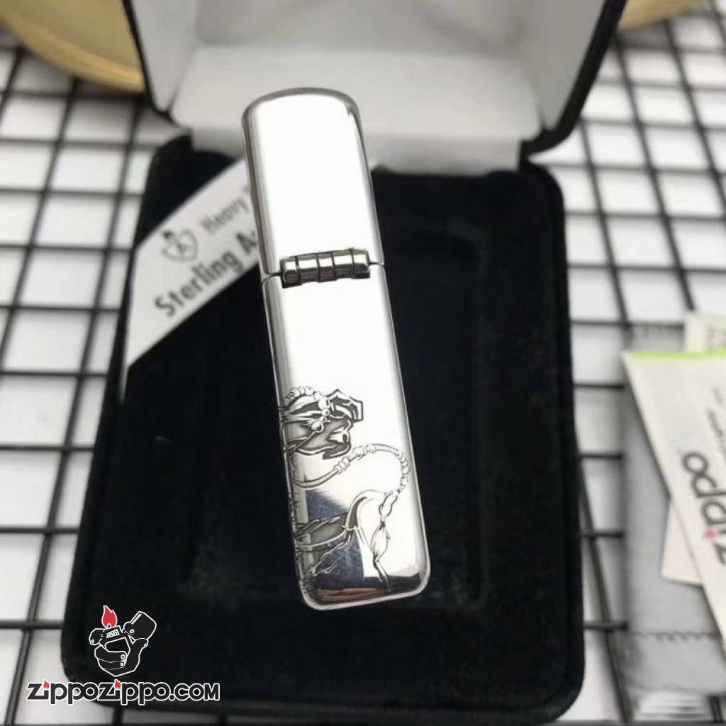 Bật Lửa Zippo Bạc Nguyên Khối Cao Cấp Khắc Thần Chết Armor