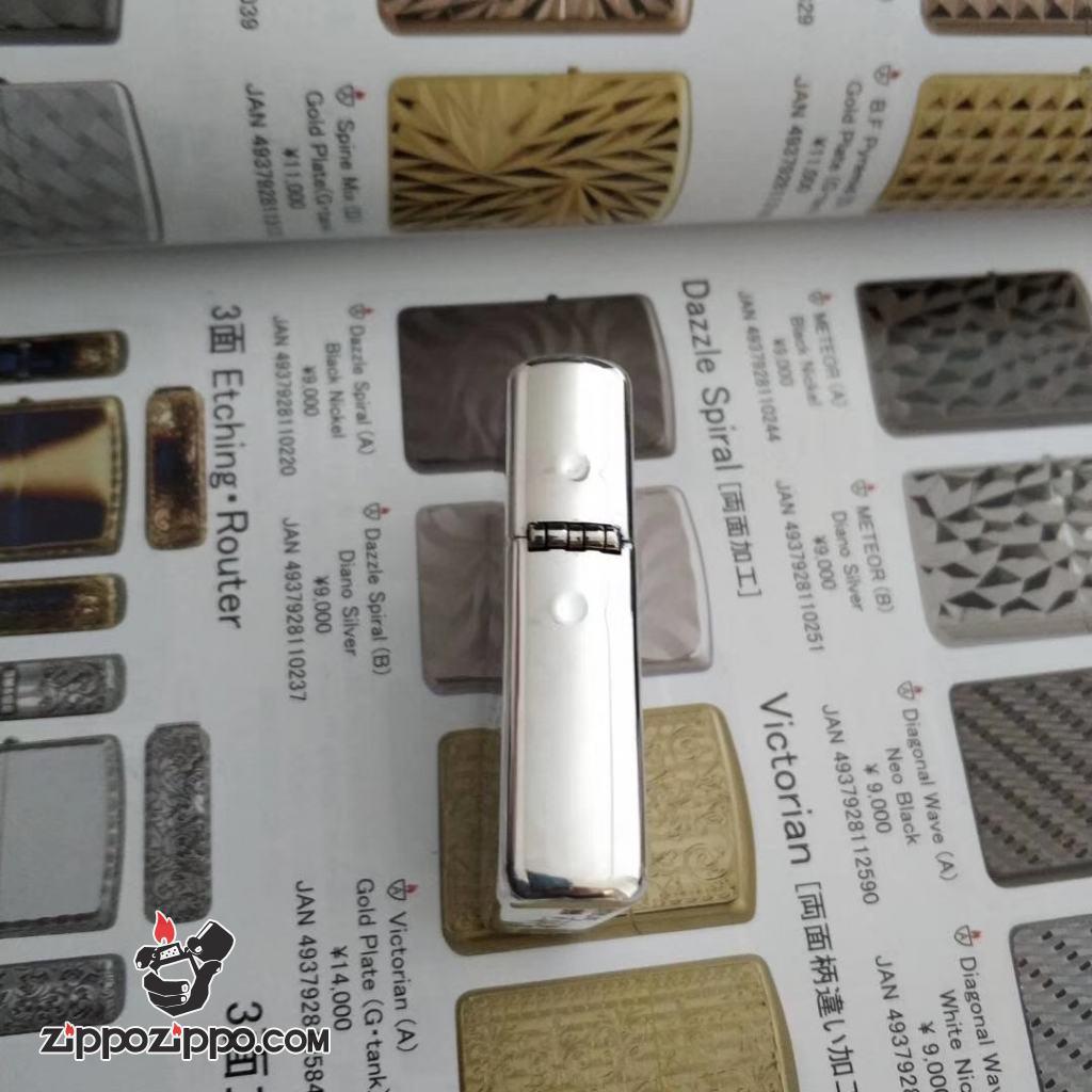 Bật Lửa Zippo Bạc Nguyên Khối Cao Cấp Khắc Họa Tiết Hoa Văn ý Bản Armor
