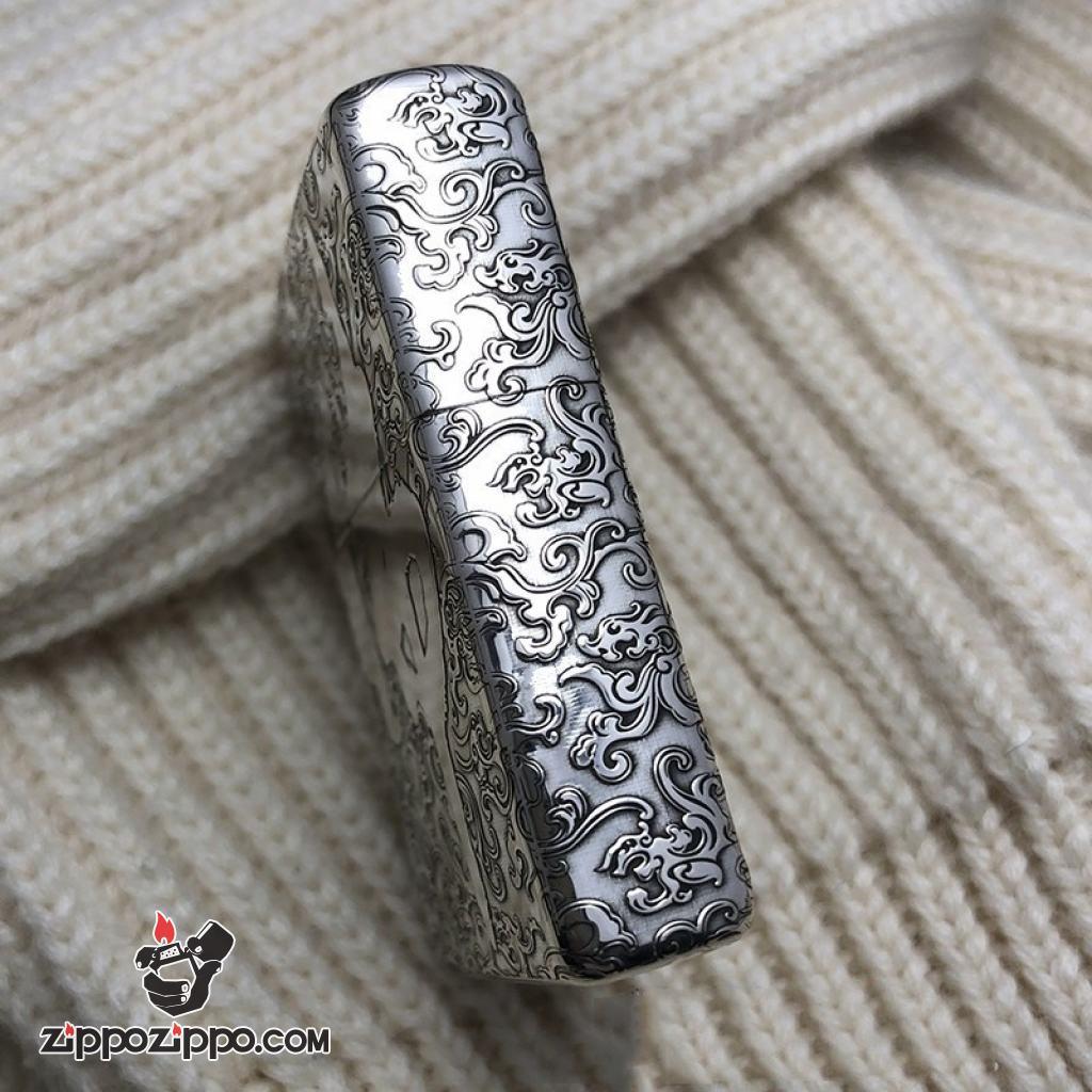 Bật Lửa Zippo Bạc Nguyên Khối Cao Cấp Khắc Chạm Khắc Đước Phật Vỏ Dầy Bản Armor