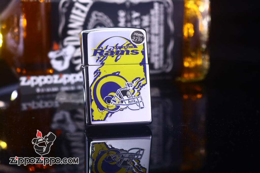 Zippo Cổ bạc hình bóng bầu dục RAMS sản xuất 1997