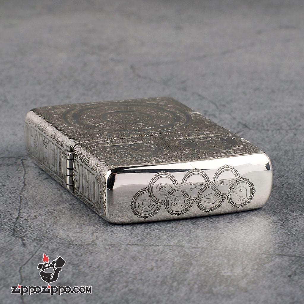 Bật Lửa Zippo Bạc Nguyên Khối Cao Cấp Khắc Kiếp Luân Hồi Vỏ Dầy Bản Armor