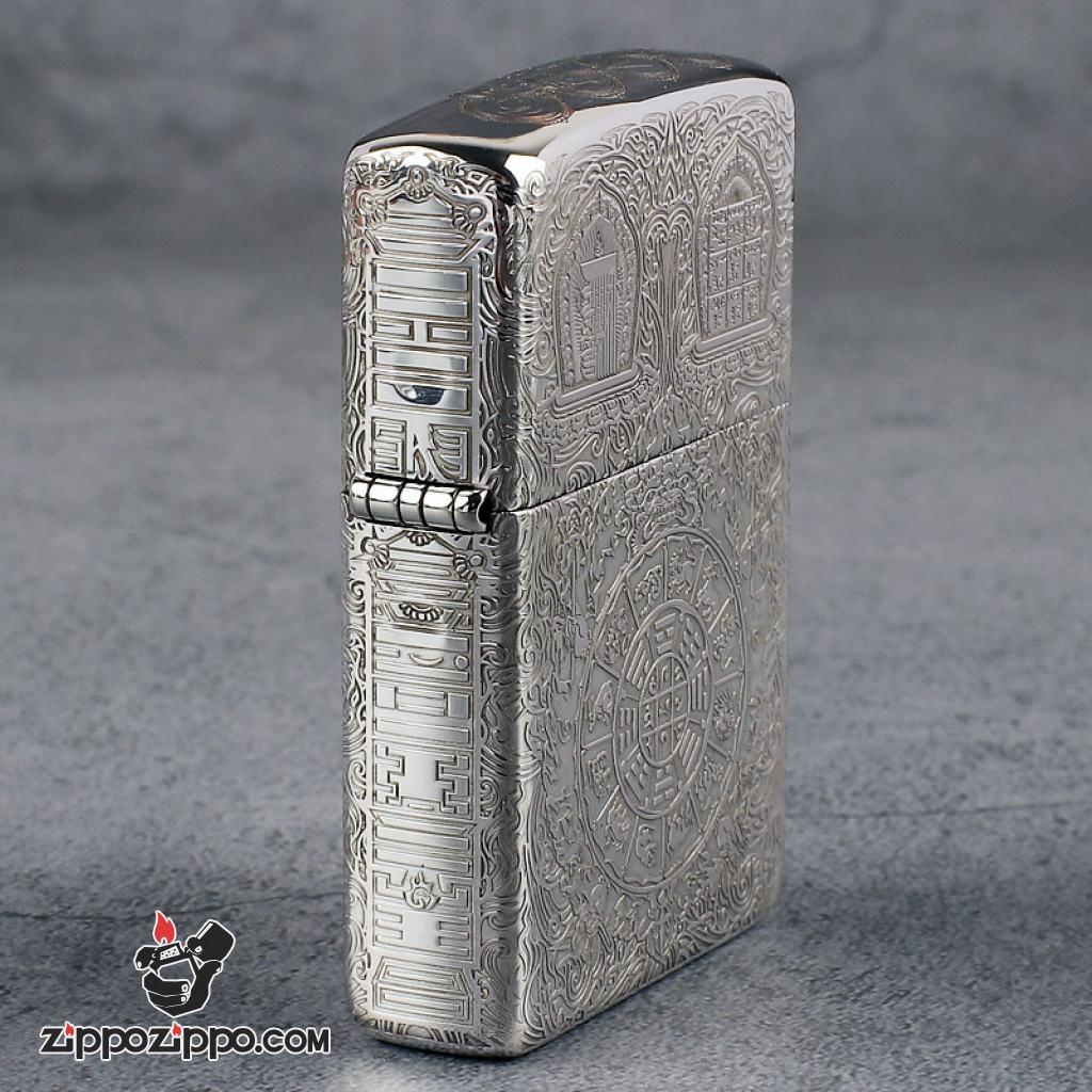 Bật Lửa Zippo Bạc Nguyên Khối Cao Cấp Khắc Kiếp Luân Hồi Bản Mỏng