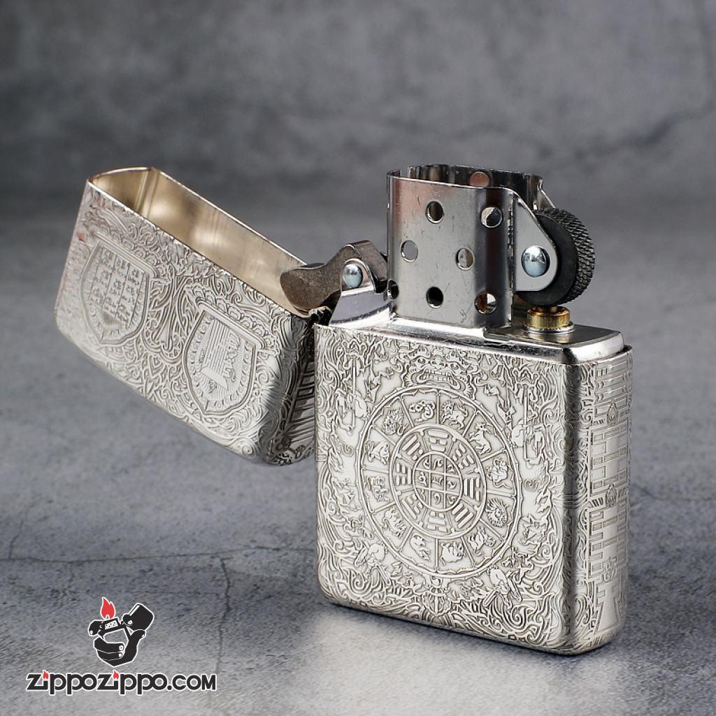 Bật Lửa Zippo Bạc Nguyên Khối Cao Cấp Khắc Kiếp Luân Hồi Bản Mỏng