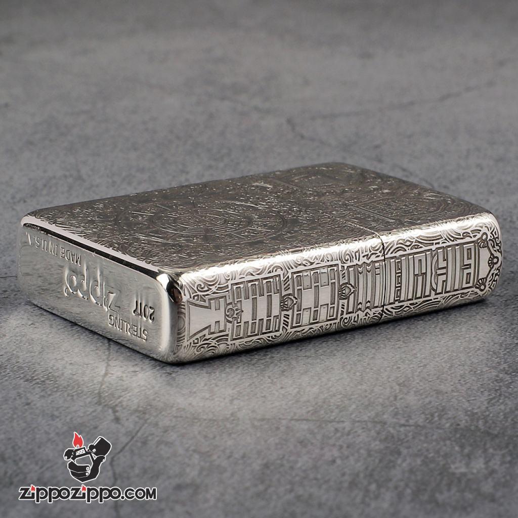 Bật Lửa Zippo Bạc Nguyên Khối Cao Cấp Khắc Kiếp Luân Hồi Bản Mỏng