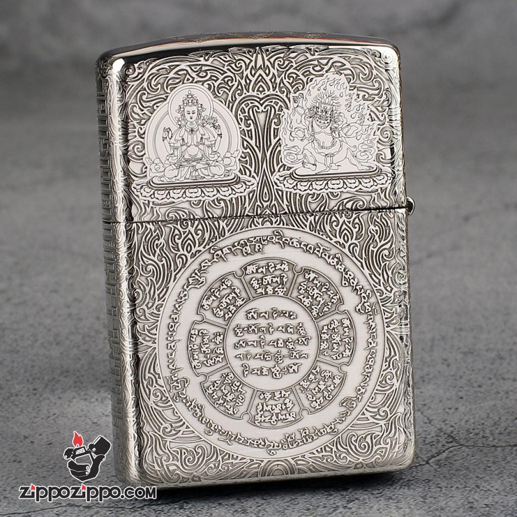 Bật Lửa Zippo Bạc Nguyên Khối Cao Cấp Khắc Kiếp Luân Hồi Bản Mỏng