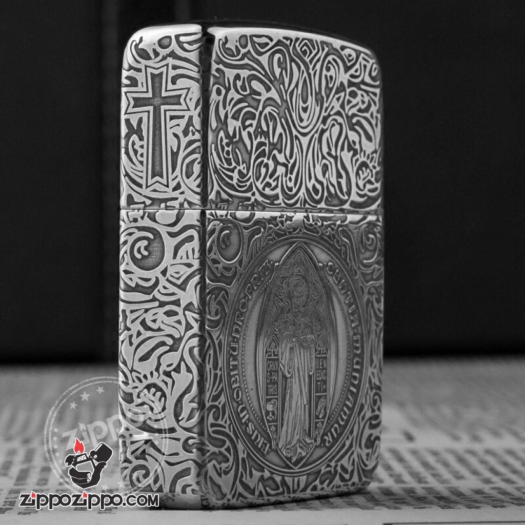 Bật Lửa Zippo Bạc Nguyên Khối Cao Cấp Chạm Khắc Constantine Bản 1941