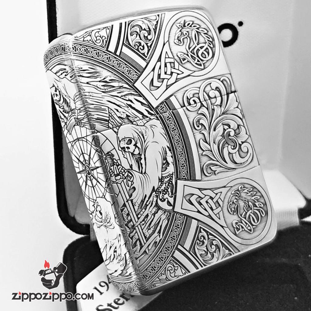 Bật Lửa Zippo Bạc Nguyên Khối Cao Cấp Khắc Bốn Hiệp Sĩ Bản 1941