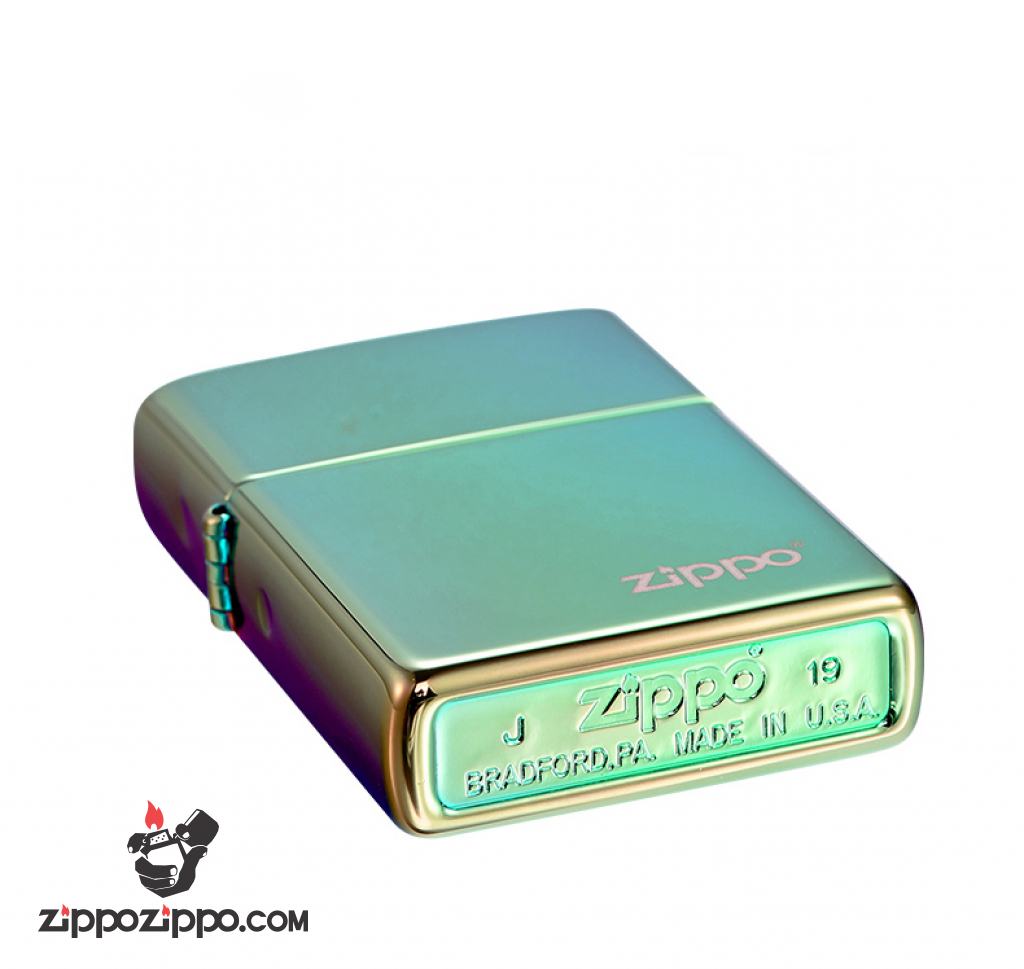 Bật Lửa Zippo Sơn Màu Xanh Lá Trà -Logo Zippo SKU 49191ZL – Zippo High Polish Teal Logo Zippo