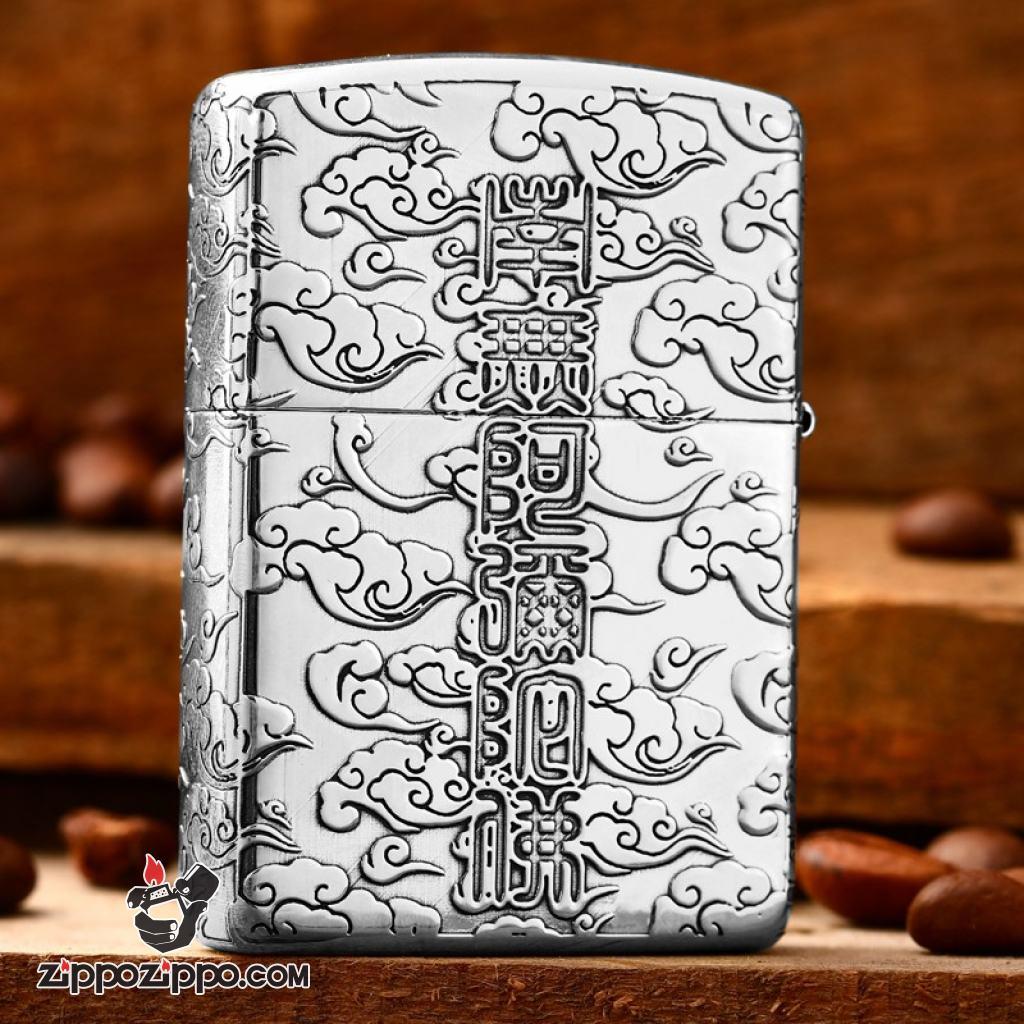 Bật lửa Zippo Bạc Nguyên Khối Cao Cấp Đức Phật Dược Sư Vỏ Dầy Bản Armor