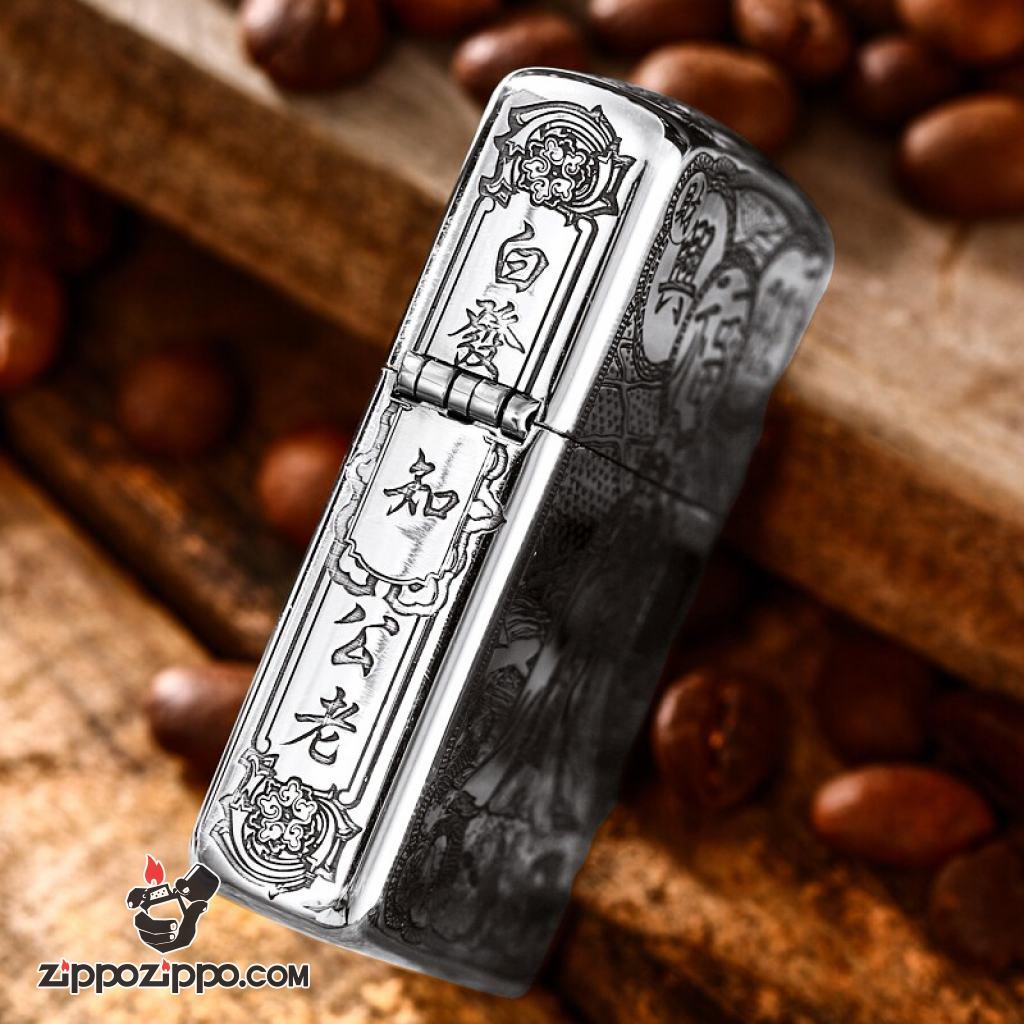 Bật lửa Zippo Bạc Nguyên Khối Cao Cấp Khắc Ông Thổ Địa Vỏ Dầy Bản Armor