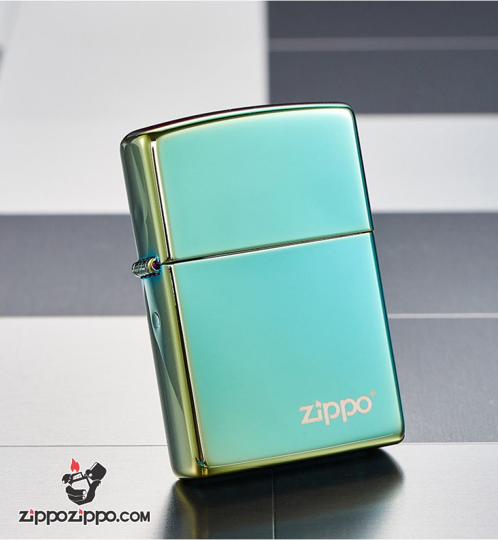 Bật Lửa Zippo Sơn Màu Xanh Lá Trà -Logo Zippo SKU 49191ZL – Zippo High Polish Teal Logo Zippo