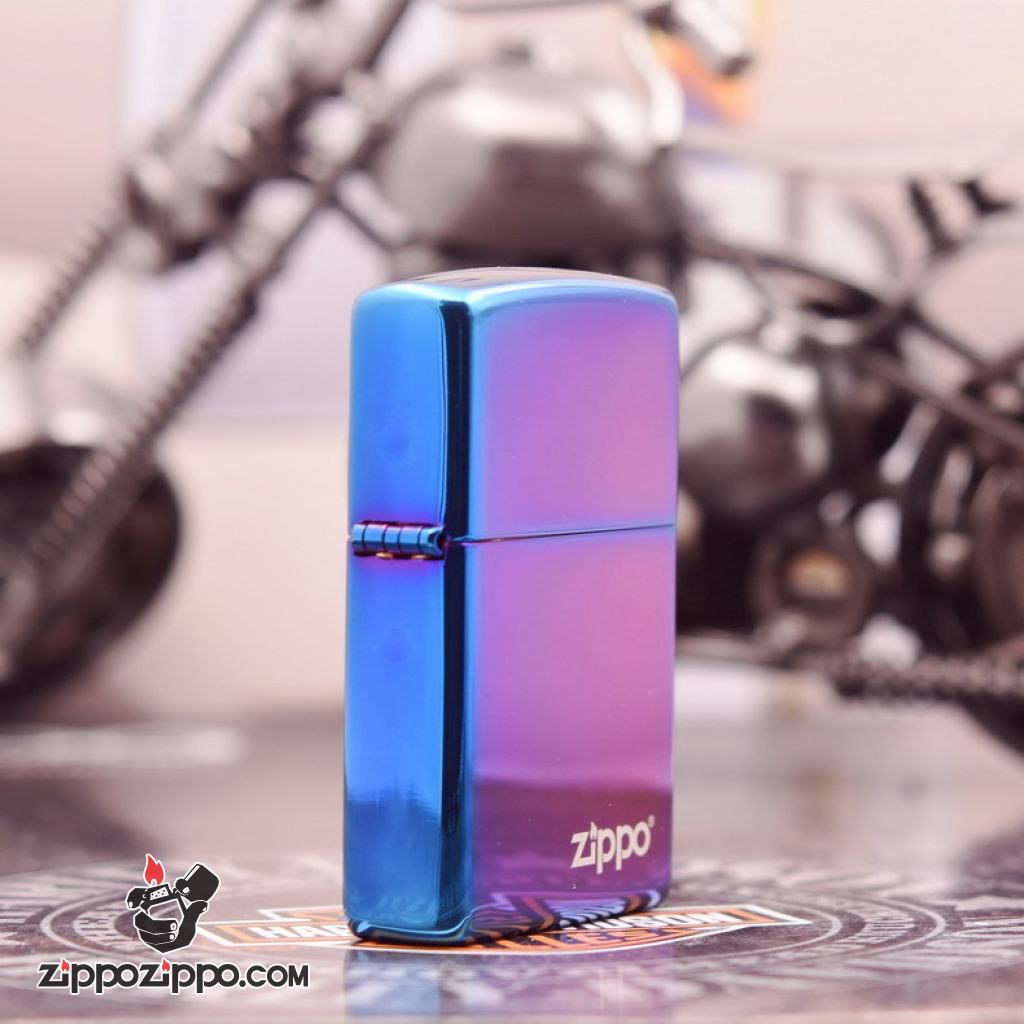 Bật Lửa Zippo Sơn Màu Xanh Ánh Tím - Logo Zippo SKU 29899ZL – Zippo High Polish Indigo Zippo Logo