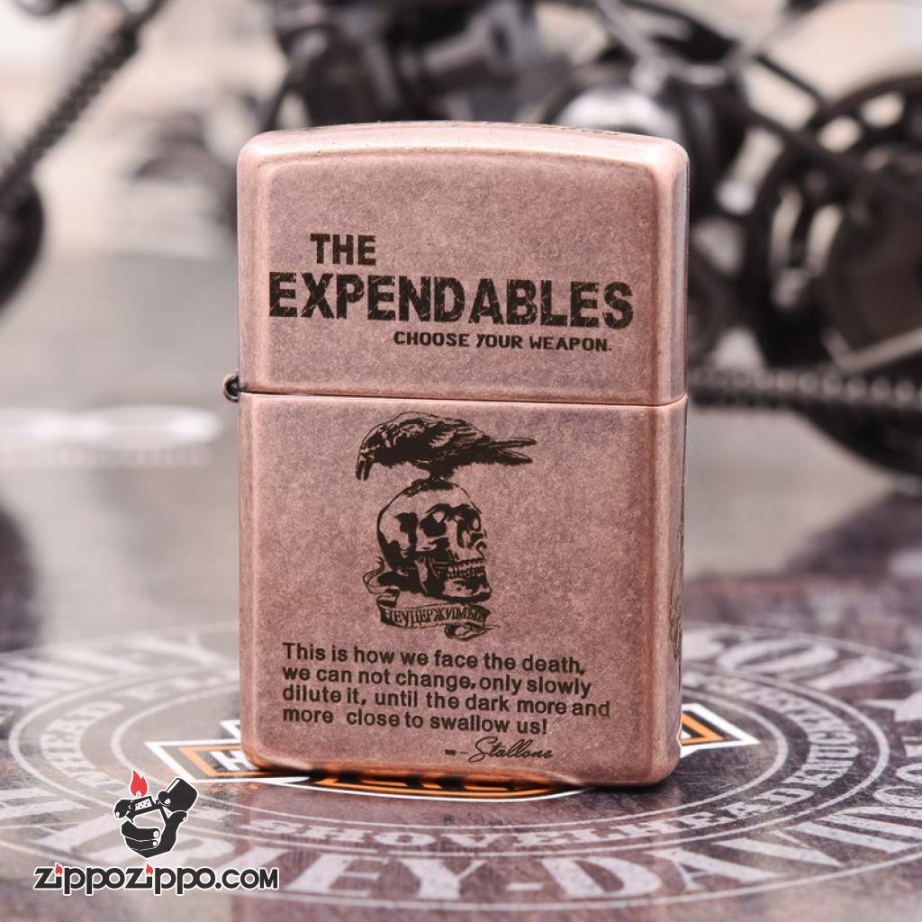 Bật lửa Zippo chính hãng khắc The Expendables Bản Mạ Antique Copper