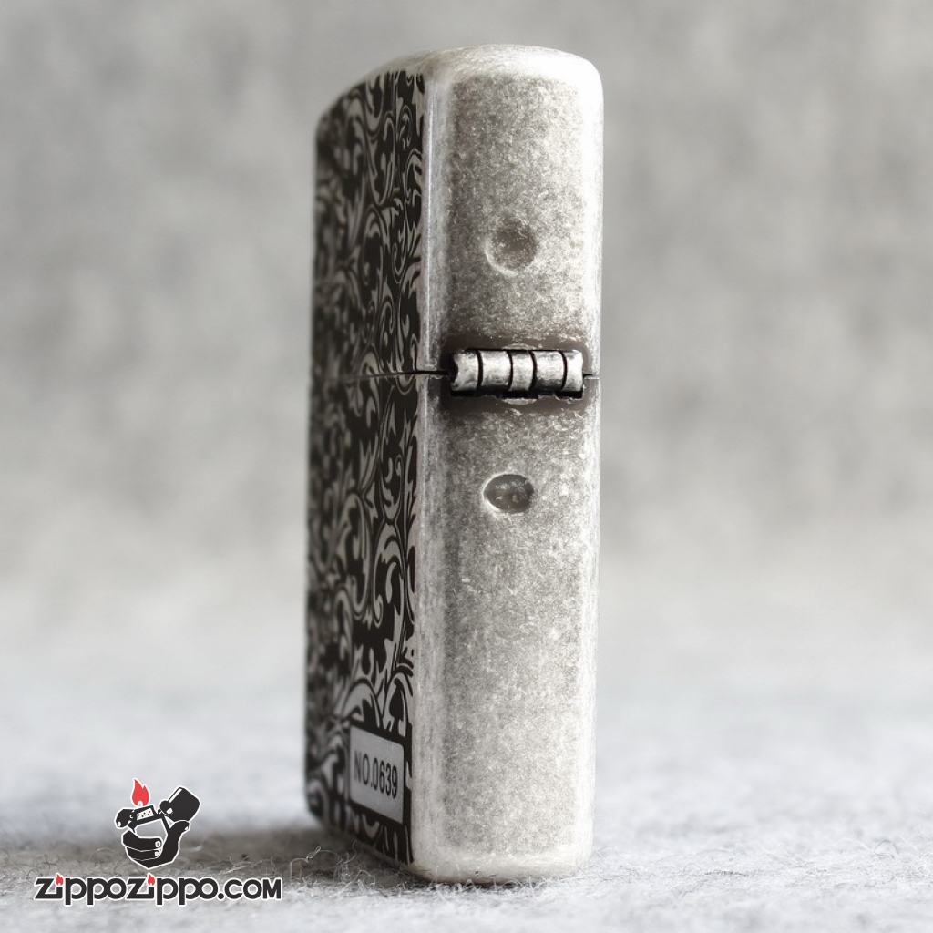 Bật lửa Zippo Chính Hãng Khắc Hoa Văn Arabesque Mạ Antique Silver