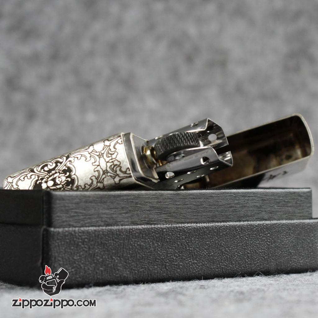 Bật lửa Zippo Chính Hãng Khắc Đức Phật Và Ác Quỷ Bản Mạ Antique Silver